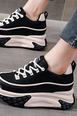 Women's Wedge Heel Platform Sneakers - Y2K Clothing