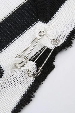 Women's Y2K Cardigan - Vintage Street Grunge Style Knit Crochet