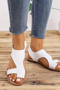Women's Y2K Hook & Loop Strap Sandals - Open Toe, Solid Color