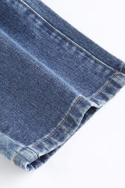 Women's Y2K Streetwear Patchwork Jeans - 90s Harajuku Aesthetic