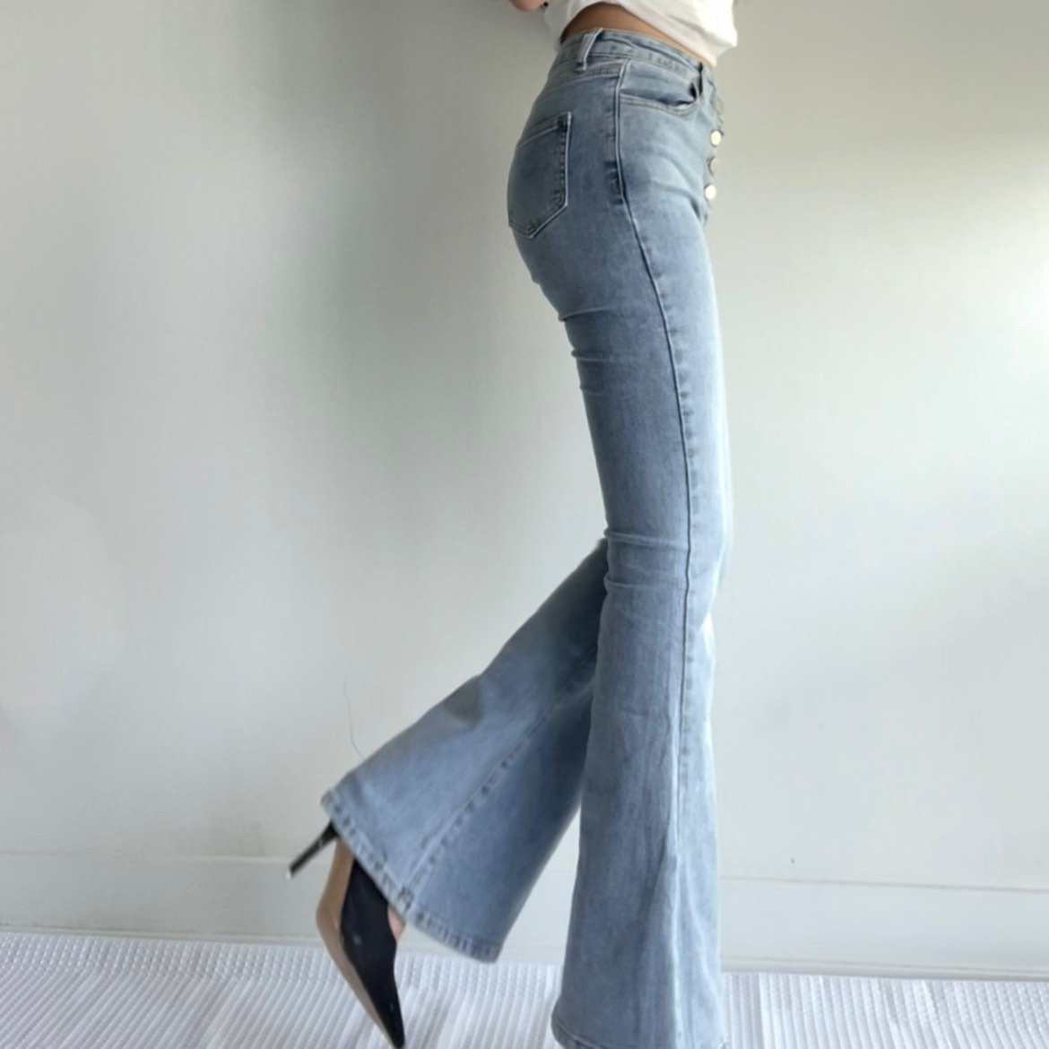 Y2K Aesthetic Asymmetric Flared Jeans Fashion