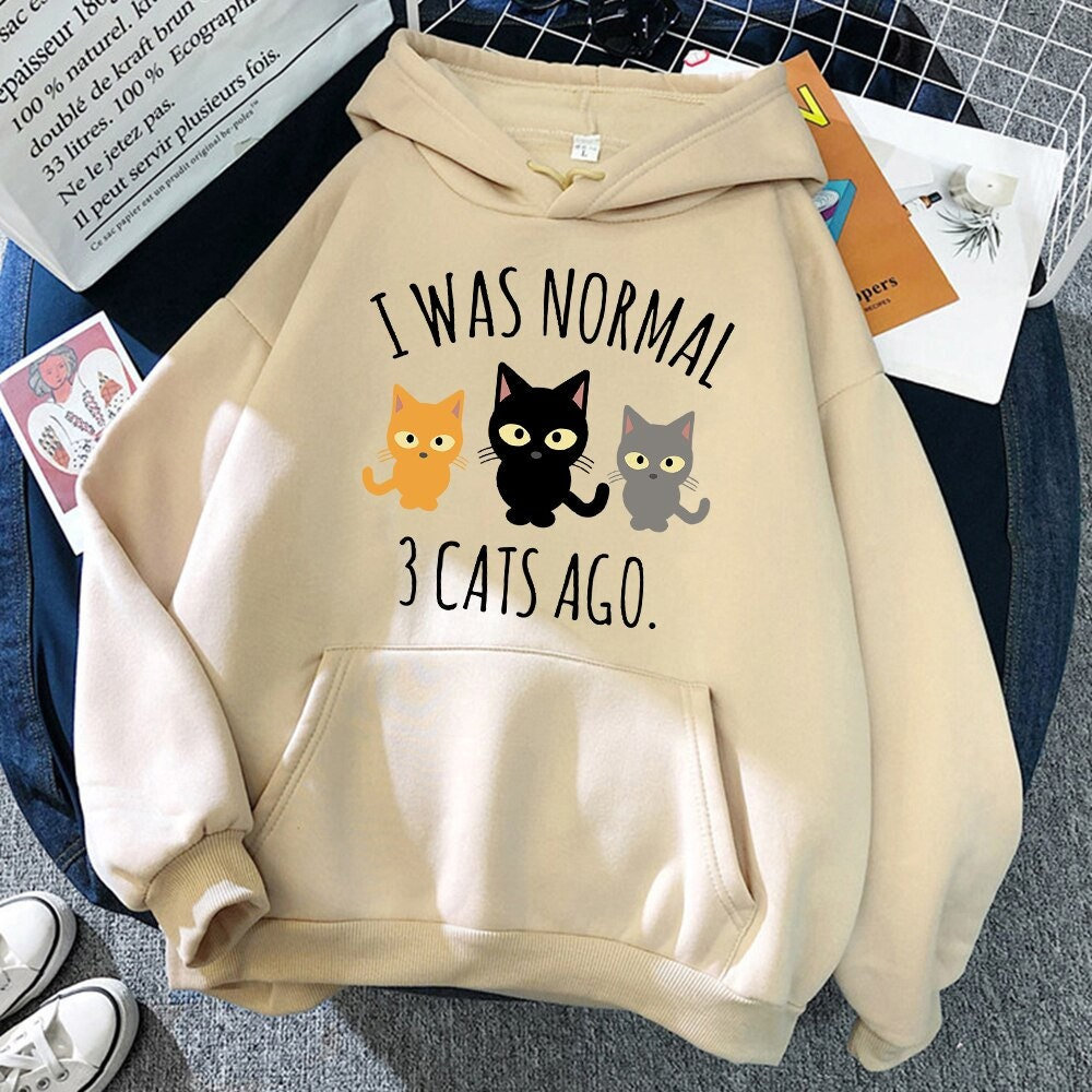 Y2K Aesthetic Kawaii Hoodie Sweatshirt - 3 Cats Ago Design