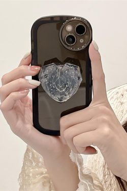 Y2K Aesthetic Pink Crystal Heart iPhone Case