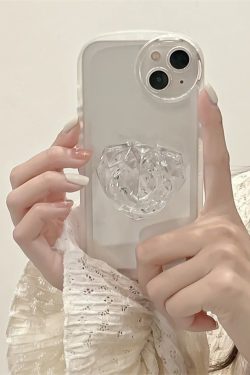 Y2K Aesthetic Pink Crystal Heart iPhone Case
