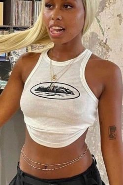 Y2K Aesthetic Sexy Sleeveless Crop Top T-Shirts