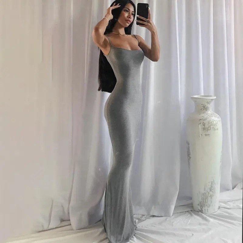 Y2K Aesthetic Slim Fitted Maxi Dress for Women