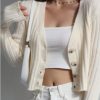 Y2K Aesthetic Soft Cream Cropped Cardigan Top