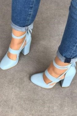 Y2K Aesthetic Strappy Thick Heel Sandals for Women