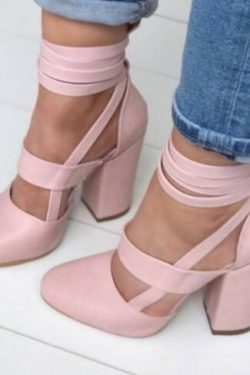 Y2K Aesthetic Strappy Thick Heel Sandals for Women