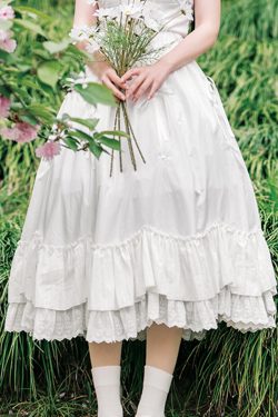 Y2K Aesthetic White Cotton Skirt for Girls