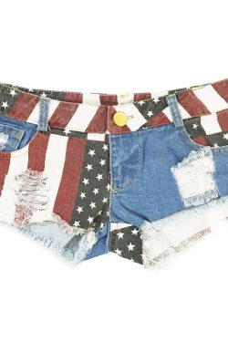 Y2K American Flag Denim Shorts - Texas Girl Style