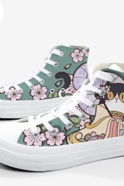 Y2K Anime Cat Canvas Sneakers - Retro Plimsolls for Women