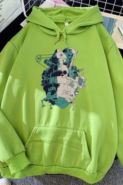 Y2K Anime Moving Castle OverSized Hoodie | Kawaii Manga Sweater