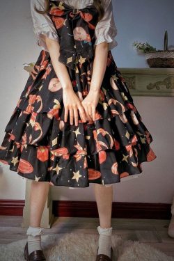 Y2K Apple Black Fairy Princess Summer Lolita Dress