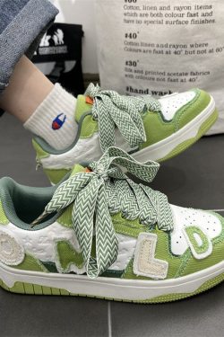 Y2K Avocado Green Platform Sneakers - Harajuku Kawaii Shoes