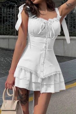 Y2K Babydoll Mini Dress | White & Black Summer