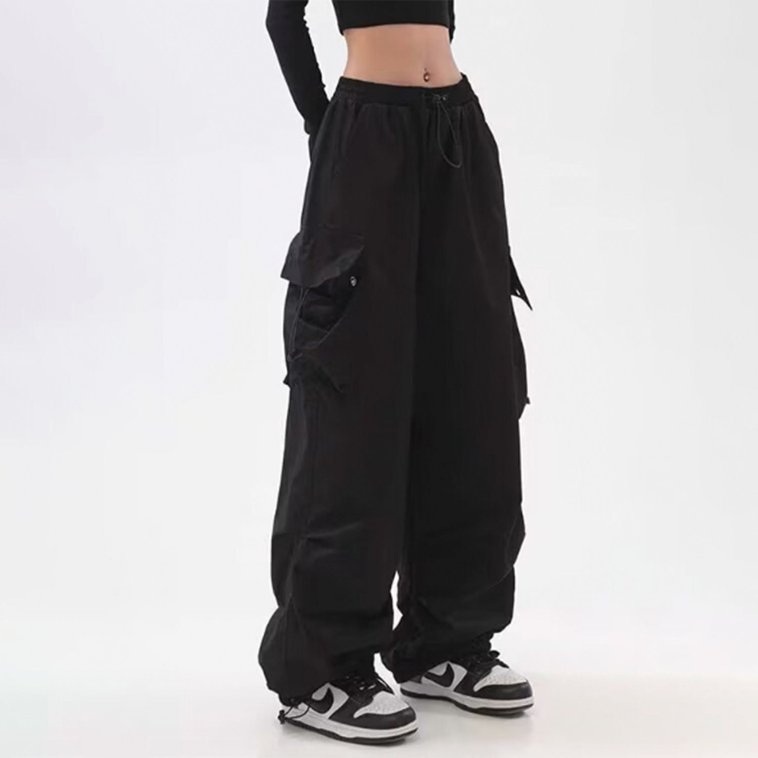 Y2K Baggy Cargo Pants for Women - Minimalist Streetwear Hip Hop Style