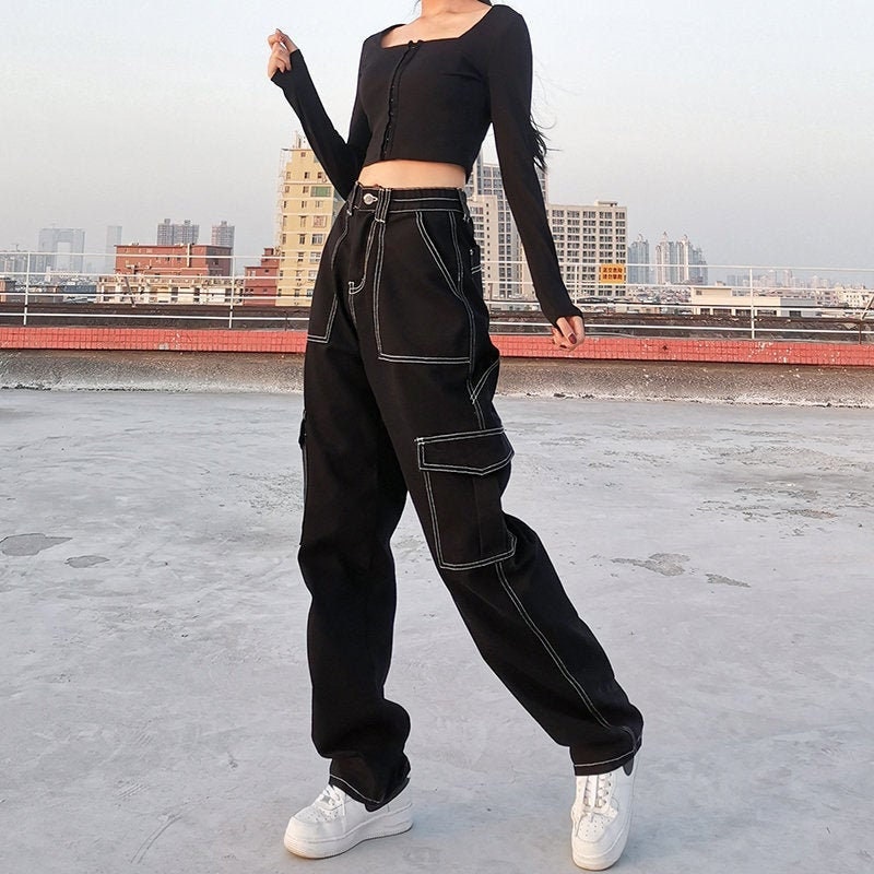 Y2K Baggy Denim Cargo Pants - Harajuku Streetwear Fashion