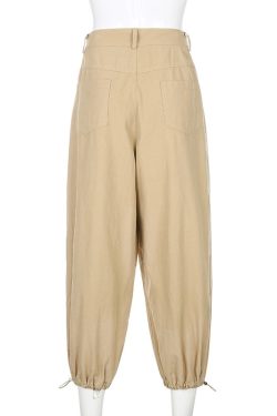Y2K Baggy Khaki Harem Pants - Streetwear Fashion