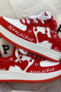 Y2K Bapesta Red Star Platform Fashion Sneakers