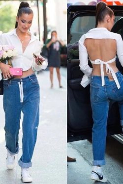 Y2K Bella Hadid Streetwear Crop Top Shirt - Long Sleeve