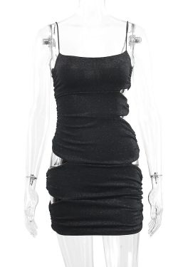 Y2K Black & White Backless Party Mini Dress for Women