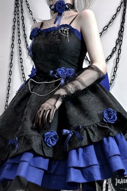 Y2K Black and Red Gothic Lolita Fashion Dress