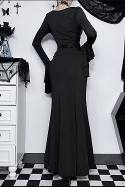 Y2K Black Goth Long-Sleeved Mermaid Dress