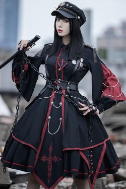 Y2K Black Gothic Lolita Dress for Women, Summer Harajuku Style