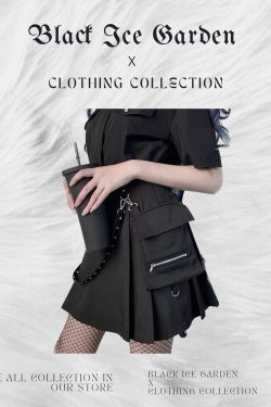 Y2K Black Gothic Mini Skirt Grunge Punk Style