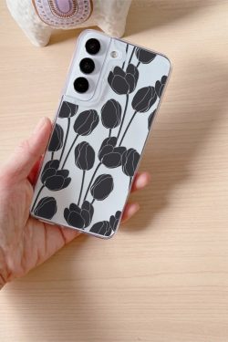 Y2K Black Grunge Tulip Flower Phone Case for Samsung Galaxy S23