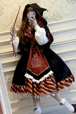 Y2K Black Lolita Dress with Cape for Halloween Cosplay