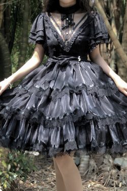 Y2K Black Lolita Goth Kawaii Cosplay Summer Dress
