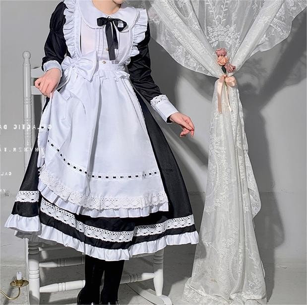 Y2K Black Lolita Maid Dress Set - Plus Size Summer Fashion