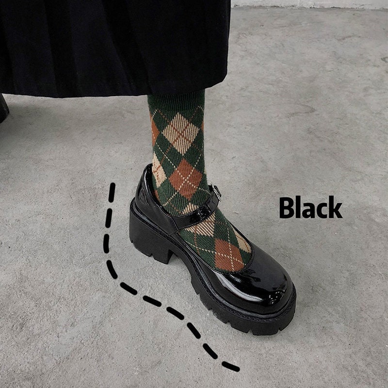 Y2K Black Platform Mary Jane High Heel Campus Shoes