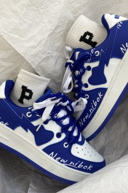 Y2K Blue Heart-Shaped Bape Sneakers Fashion Shoes