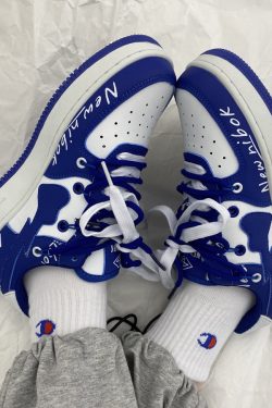Y2K Blue Heart-Shaped Bape Sneakers Fashion Shoes