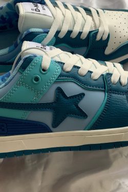 Y2K Blue Star Platform Shoes - Harajuku Kawaii Unisex Adult Sneakers