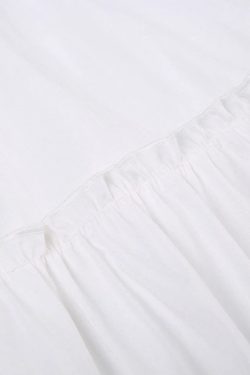Y2K Boho Elastic Waist Pleated Maxi Skirt in White