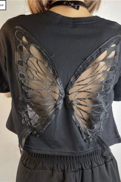 Y2K Butterfly Cut Out T-Shirt | Gothic Grunge Punk Tee