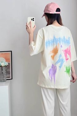 Y2K Butterfly Letter T-Shirt - Cotton Short Sleeve Summer Top