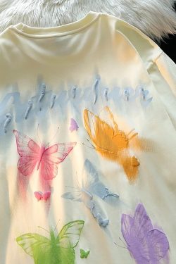 Y2K Butterfly Letter T-Shirt - Cotton Short Sleeve Summer Top