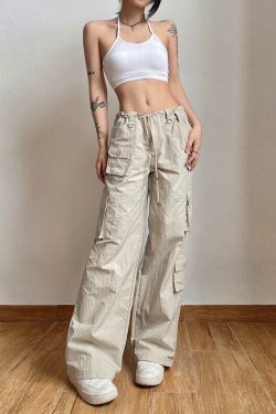 Y2K Cargo Sweatpants - Low Waisted, Wide Leg, Streetwear, Grunge