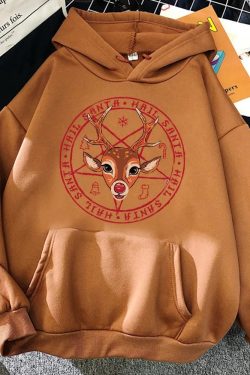 Y2K Christmas Demon Deer Funny Xmas Kawaii Hoodie