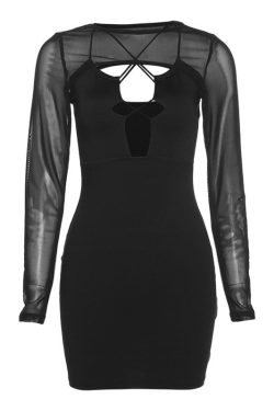 Y2K Clothing Addison Black Mesh Cross Mini Dress