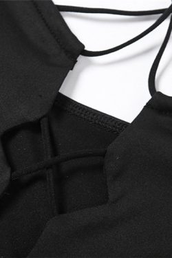 Y2K Clothing Addison Black Mesh Cross Mini Dress