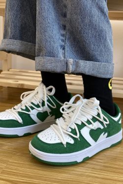 Y2K Clothing: Bape Green Star Platform Sneakers