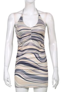 Y2K Clothing Mariana Marble Wave Halter Dress