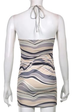 Y2K Clothing Mariana Marble Wave Halter Dress