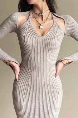 Y2K Clothing Two-Piece Bodycon Midi Sweater Dress